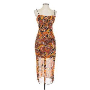 💖 Ultra Flirt Orange Paisley Body Con Midi Dress 💖